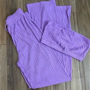 Love Poem Crinkle Two-Piece Set - Tube Top & Wide Leg Pants